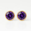Nina Birthstone Amethyst Altın Kaplama 316L Çelik Kulak Delme Küpesi