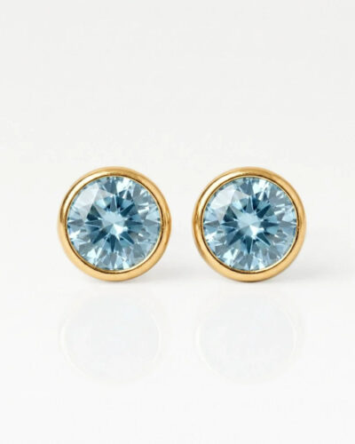 gold-birthstone-aquamarine-rgb Nina Birthstone Aquamarine Altın Kaplama 316L Çelik Kulak Delme Küpesi