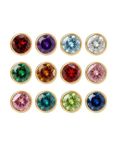Nina Birthstone Amethyst Altın Kaplama 316L Çelik Kulak Delme Küpesi