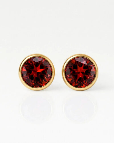 gold-birthstone-garnet-rgb Nina Birthstone Garnet Altın Kaplama 316L Çelik Kulak Delme Küpesi
