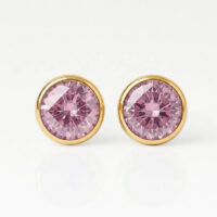 gold-birthstone-light-rose-rgb Nina Birthstone Light Rose Altın Kaplama 316L Çelik Kulak Delme Küpesi
