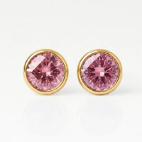 Nina Birthstone Rose Altın Kaplama 316L Çelik Kulak Delme Küpesi