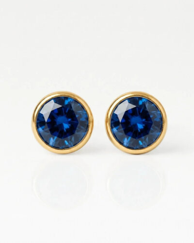 gold-birthstone-sapphire-rgb Nina Birthstone Blue Zircon Altın Kaplama 316L Çelik Kulak Delme Küpesi