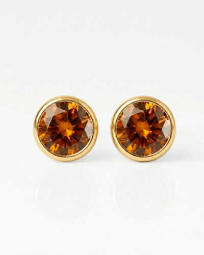 Nina Birthstone Topaz Altın Kaplama 316L Çelik Kulak Delme Küpesi