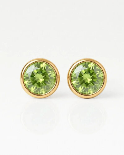 Nina Birthstone Peridot Altın Kaplama 316L Çelik Kulak Delme Küpesi