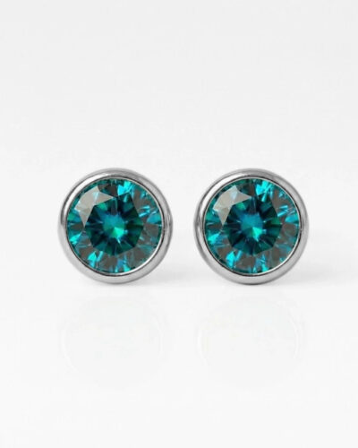 Nina Birthstone Blue Zircon 316L Çelik Kulak Delme Küpesi