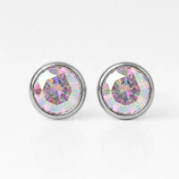 Nina Birthstone Rock Crystal 316L Çelik Kulak Delme Küpesi