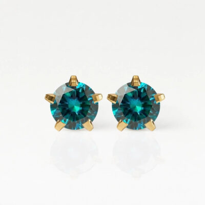 Nina Birthstar Blue Zircon Altın Kaplama 316L Çelik Kulak Delme Küpesi