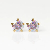 Nina Birthstar Rock Crystal Altın Kaplama 316L Çelik Kulak Delme Küpesi