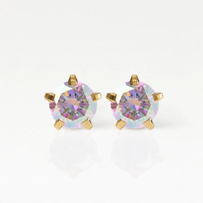 Nina Birthstar Rock Crystal Altın Kaplama 316L Çelik Kulak Delme Küpesi