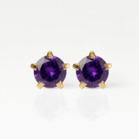 Nina Birthstar Amethyst Altın Kaplama 316L Çelik Kulak Delme Küpesi