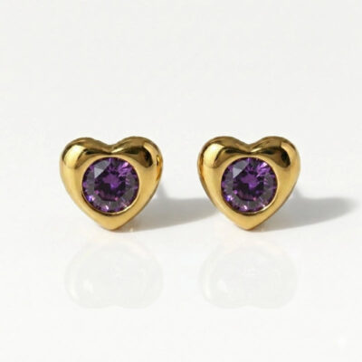 gold-heartlite-amethyst.jpg Nina Heartlite Amethyst Altın Kaplama 316L Çelik Kulak Delme Küpesi