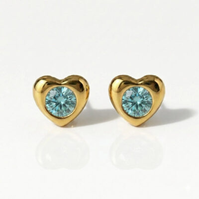Nina Heartlite Aquamarine Altın Kaplama 316L Çelik Kulak Delme Küpesi