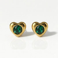 gold-heartlite-emerald.jpg Nina Heartlite Emerald Altın Kaplama 316L Çelik Kulak Delme Küpesi