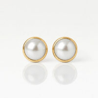 Nina Pearl White Altın Kaplama 316L Çelik Kulak Delme Küpesi
