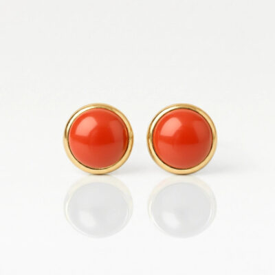 Nina Pearl Red Coral Altın Kaplama 316L Çelik Kulak Delme Küpesi