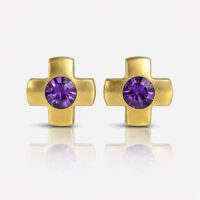 Nina Crosslite Amethyst Altın Kaplama 316L Çelik Kulak Delme Küpesi