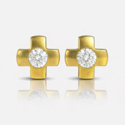 gold_Crosslite_Crystal.jpg Nina Crosslite Crystal Altın Kaplama 316L Çelik Kulak Delme Küpesi