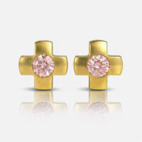 Nina Crosslite Light Rose Altın Kaplama 316L Çelik Kulak Delme Küpesi