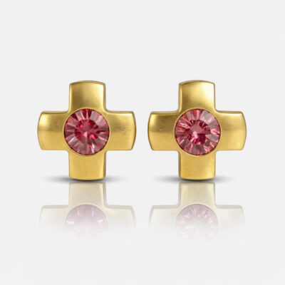 gold_Crosslite_Rose.jpg Nina Crosslite Rose Altın Kaplama 316L Çelik Kulak Delme Küpesi