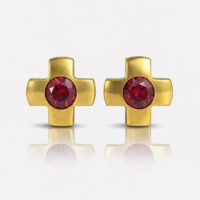 gold_Crosslite_Ruby.jpg Nina Crosslite Ruby Altın Kaplama 316L Çelik Kulak Delme Küpesi