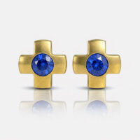gold_Crosslite_Sapphire.jpg Nina Crosslite Sapphire Altın Kaplama 316L Çelik Kulak Delme Küpesi