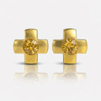 gold_Crosslite_Topaz.jpg Nina Crosslite Topaz Altın Kaplama 316L Çelik Kulak Delme Küpesi