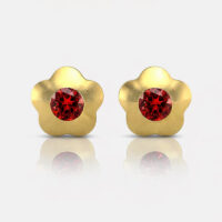 gold_Flowerlite_Garnet.jpg Nina Flowerlite Garnet Altın Kaplama 316L Çelik Kulak Delme Küpesi