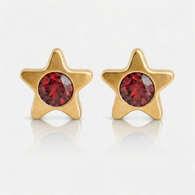 Nina Starlite Garnet Altın Kaplama 316L Çelik Kulak Delme Küpesi