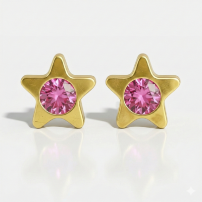Nina Starlite Rose Altın Kaplama 316L Çelik Kulak Delme Küpesi