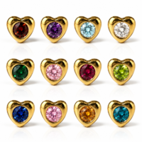 goldheartliteassorted.png Nina Heartlite Assorted Altın Kaplama 316L Çelik Kulak Delme Küpesi