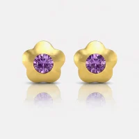 Altın Kaplama Cerrahi Çelik Kulak Delme Küpesi - Flowerlite Amethyst Alerji Yapmayan Altın Kaplama Cerrahi Çelik Kulak Delme Küpesi - Flowerlite Amethyst Alerji Yapmayan