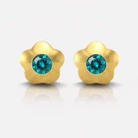 Altın Kaplama Cerrahi Çelik Kulak Delme Küpesi - Flowerlite Blue Zircon Alerji Yapmayan Altın Kaplama Cerrahi Çelik Kulak Delme Küpesi - Flowerlite Blue Zircon Alerji Yapmayan
