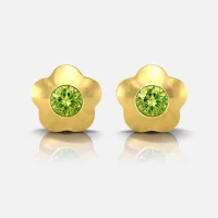 Altın Kaplama Cerrahi Çelik Kulak Delme Küpesi - Flowerlite Peridot Alerji Yapmayan Altın Kaplama Cerrahi Çelik Kulak Delme Küpesi - Flowerlite Peridot Alerji Yapmayan