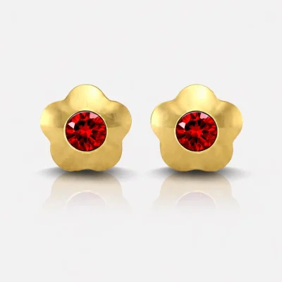Altın Kaplama Cerrahi Çelik Kulak Delme Küpesi - Flowerlite Ruby Alerji Yapmayan Altın Kaplama Cerrahi Çelik Kulak Delme Küpesi - Flowerlite Ruby Alerji Yapmayan
