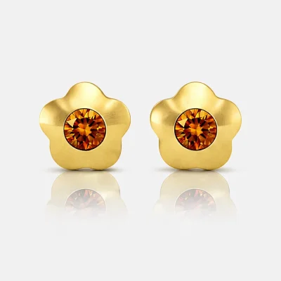 Altın Kaplama Cerrahi Çelik Kulak Delme Küpesi - Flowerlite Topaz Alerji Yapmayan