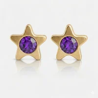 Altın Kaplama Cerrahi Çelik Kulak Delme Küpesi - Starlite Amethyst Alerji Yapmayan Altın Kaplama Cerrahi Çelik Kulak Delme Küpesi - Starlite Amethyst Alerji Yapmayan