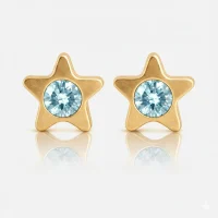 Altın Kaplama Cerrahi Çelik Kulak Delme Küpesi - Starlite Aquamarine Alerji Yapmayan Altın Kaplama Cerrahi Çelik Kulak Delme Küpesi - Starlite Aquamarine Alerji Yapmayan