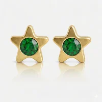 Altın Kaplama Cerrahi Çelik Kulak Delme Küpesi - Starlite Emerald Alerji Yapmayan Altın Kaplama Cerrahi Çelik Kulak Delme Küpesi - Starlite Emerald Alerji Yapmayan