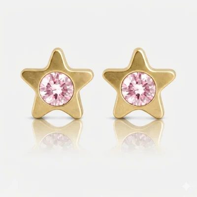 Altın Kaplama Cerrahi Çelik Kulak Delme Küpesi - Starlite Light Rose Alerji Yapmayan