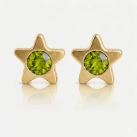 Altın Kaplama Cerrahi Çelik Kulak Delme Küpesi - Starlite Peridot Alerji Yapmayan Altın Kaplama Cerrahi Çelik Kulak Delme Küpesi - Starlite Peridot Alerji Yapmayan