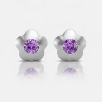 Cerrahi Çelik Kulak Delme Küpesi - Flowerlite Amethyst Alerji Yapmayan Cerrahi Çelik Kulak Delme Küpesi - Flowerlite Amethyst Alerji Yapmayan