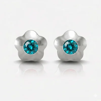 Cerrahi Çelik Kulak Delme Küpesi - Flowerlite Blue Zircon Alerji Yapmayan Cerrahi Çelik Kulak Delme Küpesi - Flowerlite Blue Zircon Alerji Yapmayan