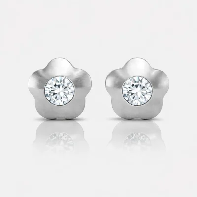 Cerrahi Çelik Kulak Delme Küpesi - Flowerlite Crystal Alerji Yapmayan