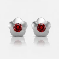 Cerrahi Çelik Kulak Delme Küpesi - Flowerlite Garnet Alerji Yapmayan Cerrahi Çelik Kulak Delme Küpesi - Flowerlite Garnet Alerji Yapmayan