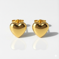 Nina Shape Heart Altın Kaplama 316L Çelik Kulak Delme Küpesi