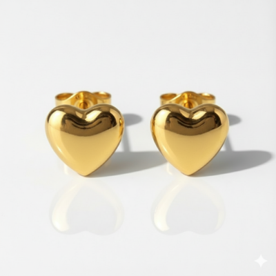 Nina Shape Heart Altın Kaplama 316L Çelik Kulak Delme Küpesi