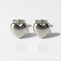 Nina Shape Heart Cerrahi Çelik 316L Çelik Kulak Delme Küpesi