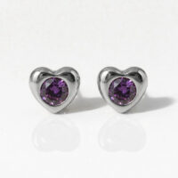 white-heartlite-amethyst.jpg Nina Heartlite Amethyst Cerrahi Çelik 316L Çelik Kulak Delme Küpesi