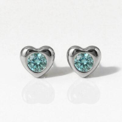 Nina Heartlite Aquamarine Cerrahi Çelik 316L Çelik Kulak Delme Küpesi